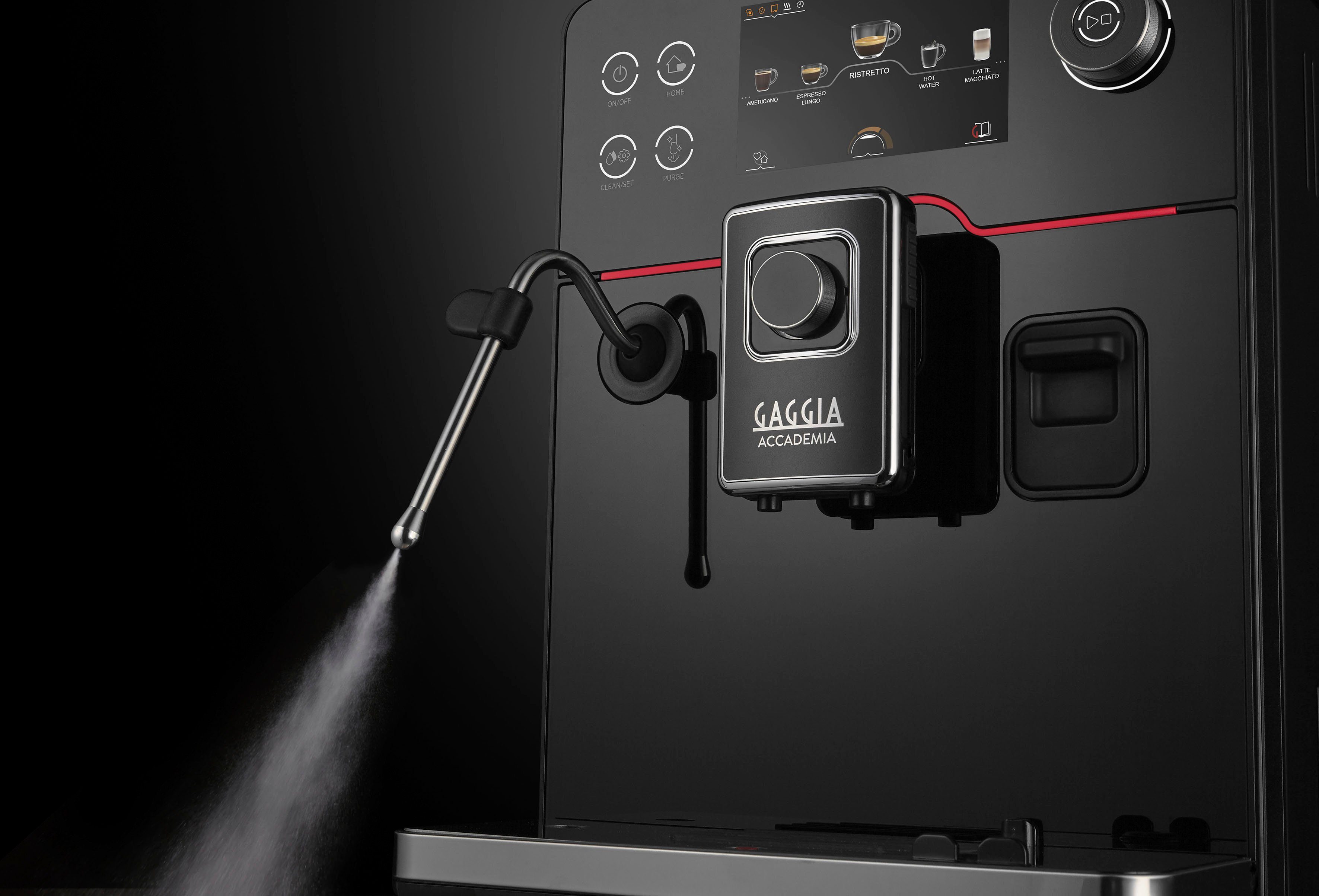 Gaggia Kaffeevollautomat Accademia, hochwertige schwarze Glasfront
