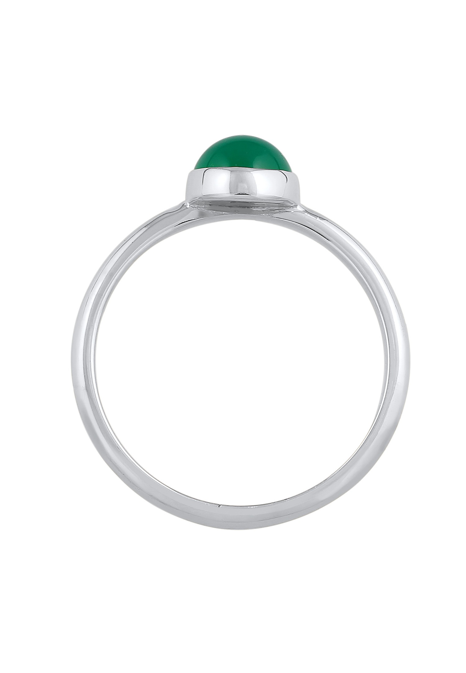 Elli PREMIUM Women's Solitaire Ring Basic Green with Agate Gemstones in Rhodium-Plated 925 Sterling Silver