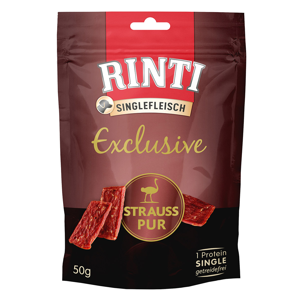 Rinti Singlefleisch Exclusive Snack Strauss pur bei ZooRoyal