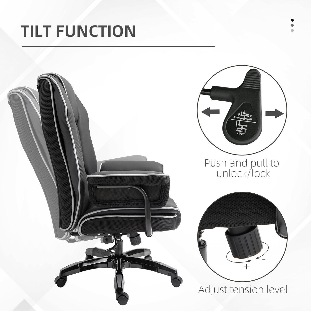 Vinsetto Ergonomischer Bürostuhl mit Wippfunktion Drehstuhl höhenverstellbar