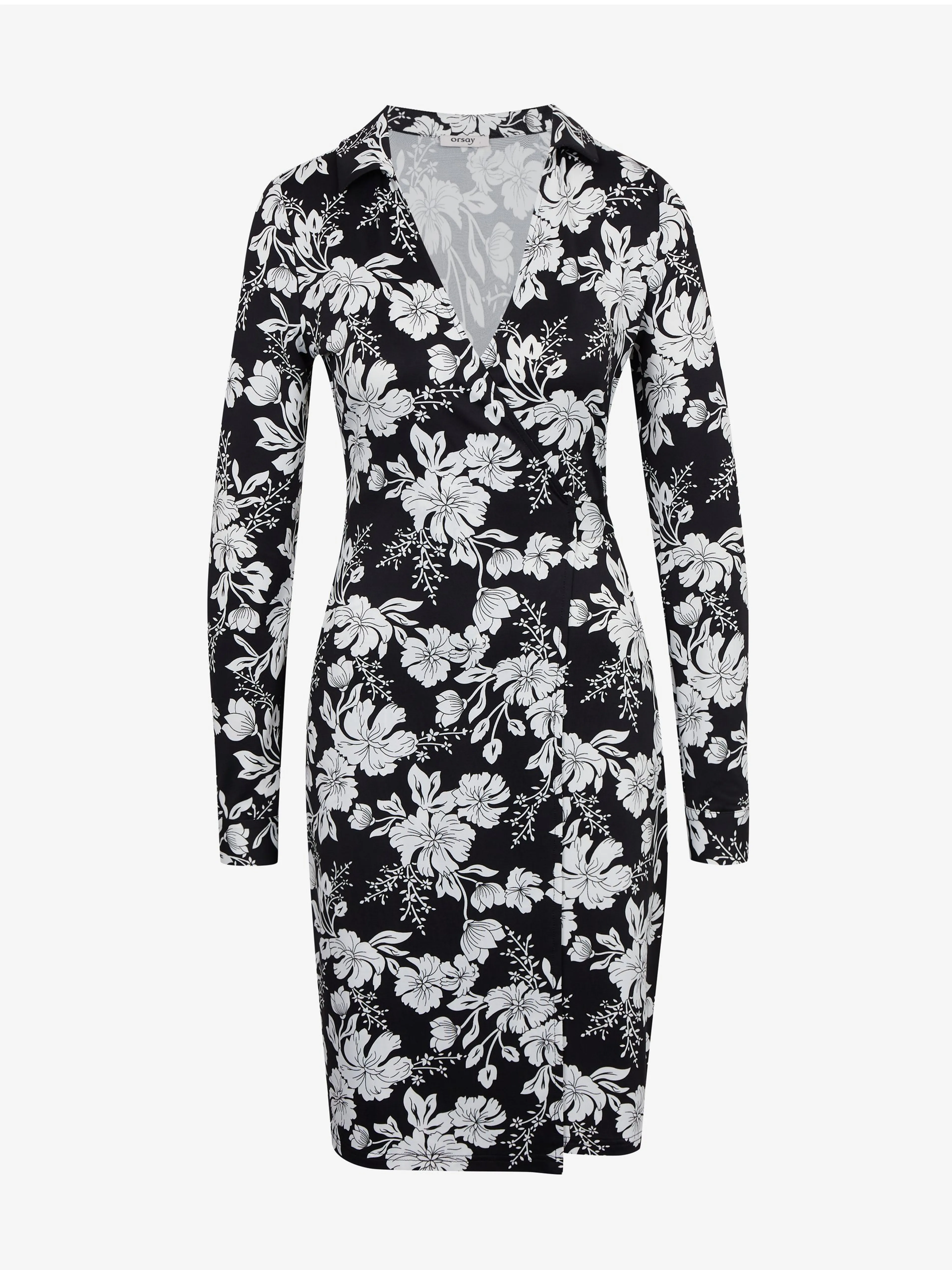 Weißes und schwarzes Damen-Blumenkleid ORSAY