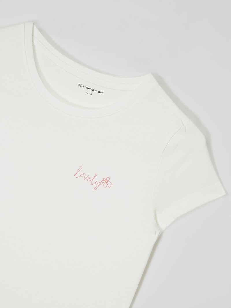 T-Shirt mit Stickerei in weiß