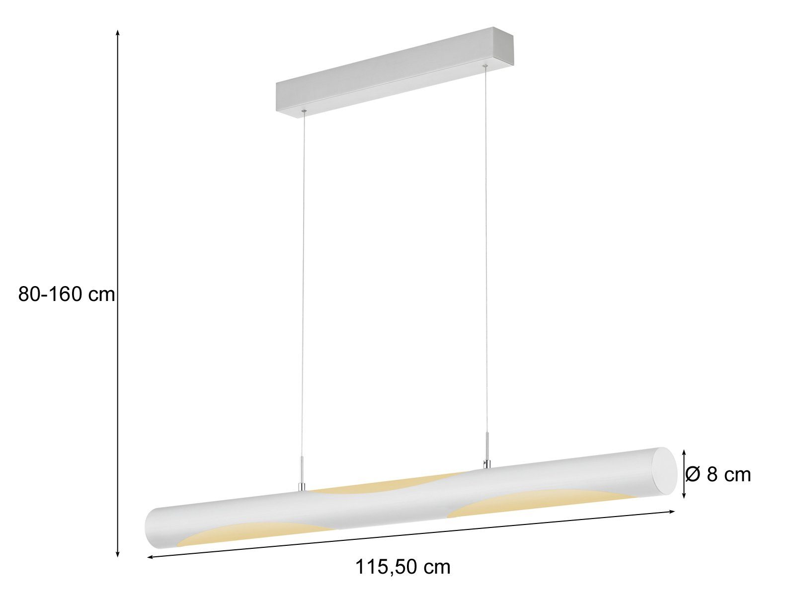 TRIO LED Pendelleuchte, Dimmfunktion, LED fest integriert, Warmweiß bis Neutralweiß, Designer Lampe-n hängend, höhenverstellbar & dimmbar, 115cm, Weiß