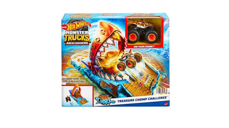 Hot Wheels Monster Trucks Arena Smashers Entry Challenge - Tiger Shark Treasure Chomp Challenge
