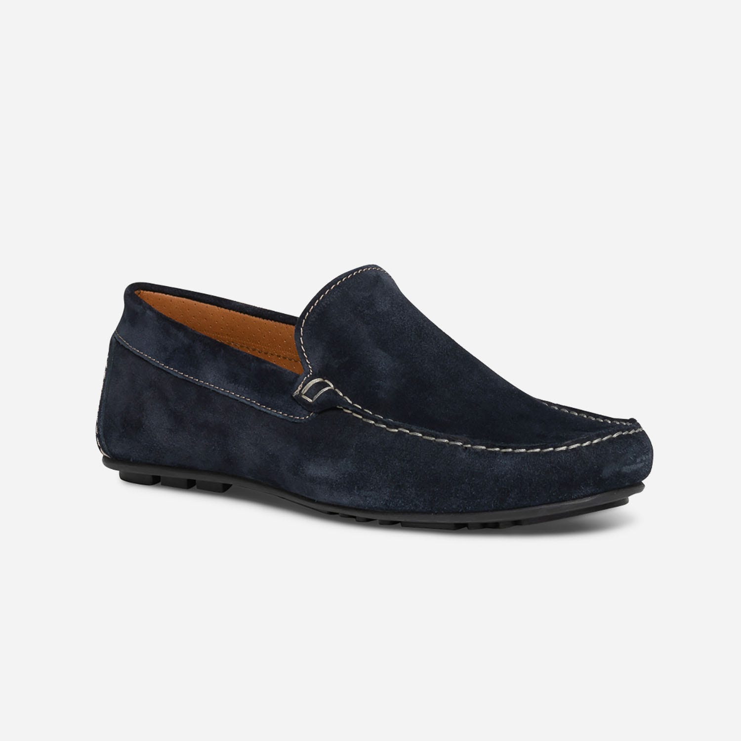 Mocassin bleu marine en cuir velours