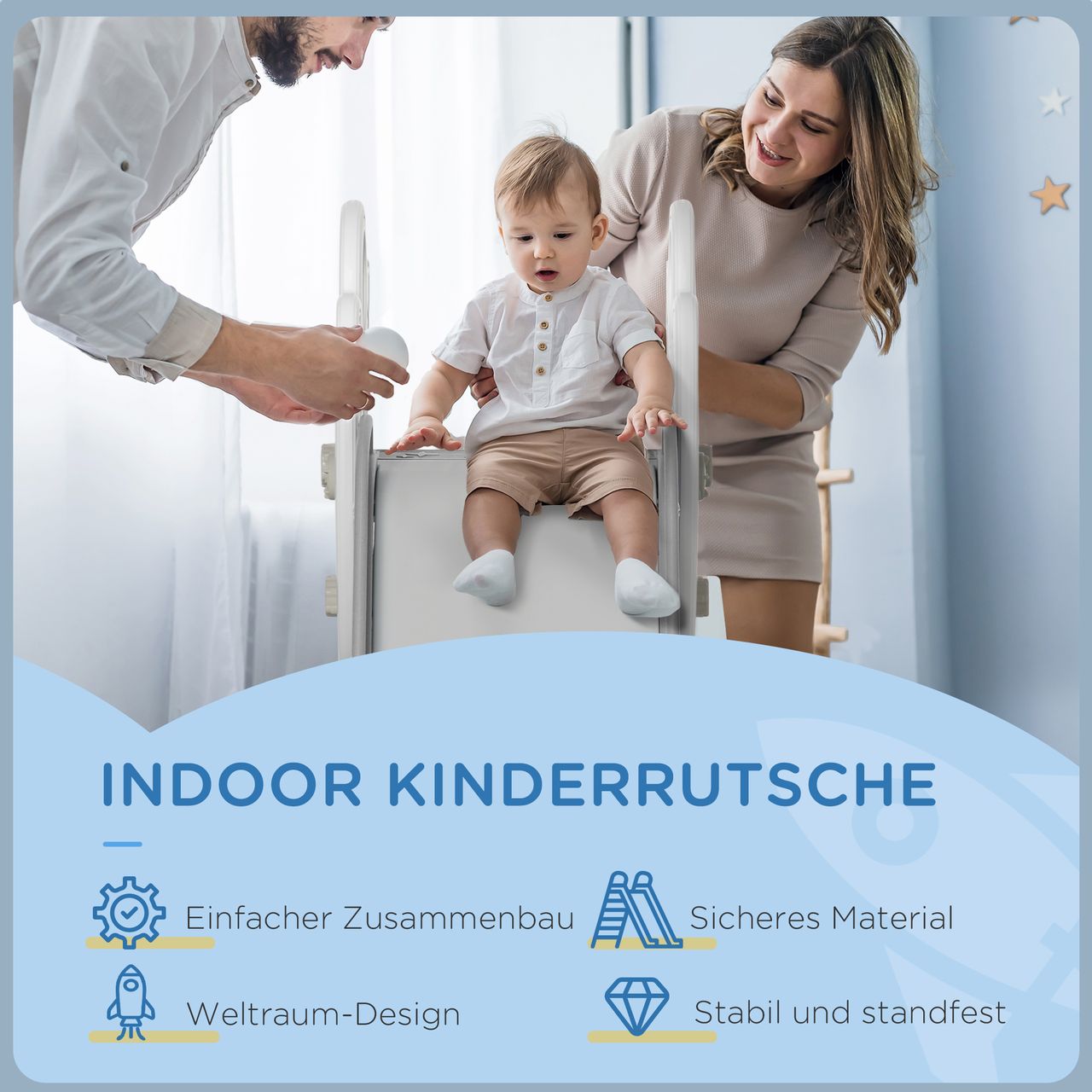 AIYAPLAY Kinderrutsche, Gartenrutsche für Kinder 1,5 bis 3 Jahre, Grau, 4x1x2 m
