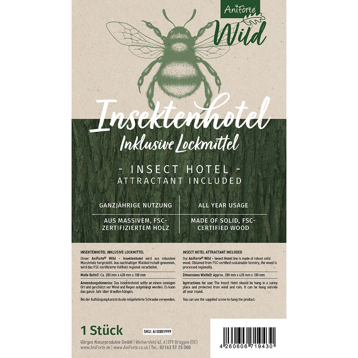 Aniforte Insekten Aniforte Wild Insektenhotel mit Lockstoff