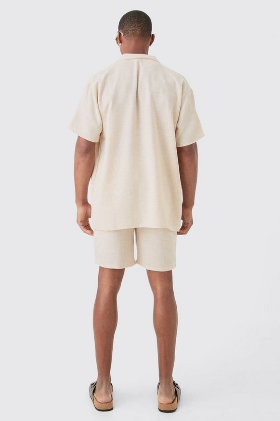 Oversize Hemd & Shorts in Leinenoptik
