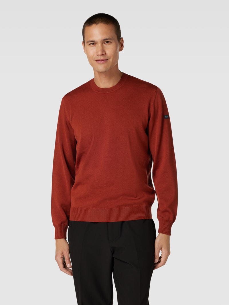 Strickpullover mit gerippten Abschlüssen in kupfer