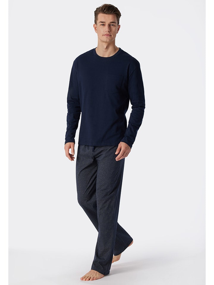 Schiesser Pyjama in Dunkelblau günstig kaufen
