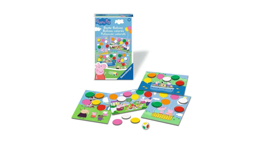 Ravensburger Spiel - Peppa Pig Bunte Ballone – Lustiges Farbwürfelspiel für Kinder ab 3 Jahren