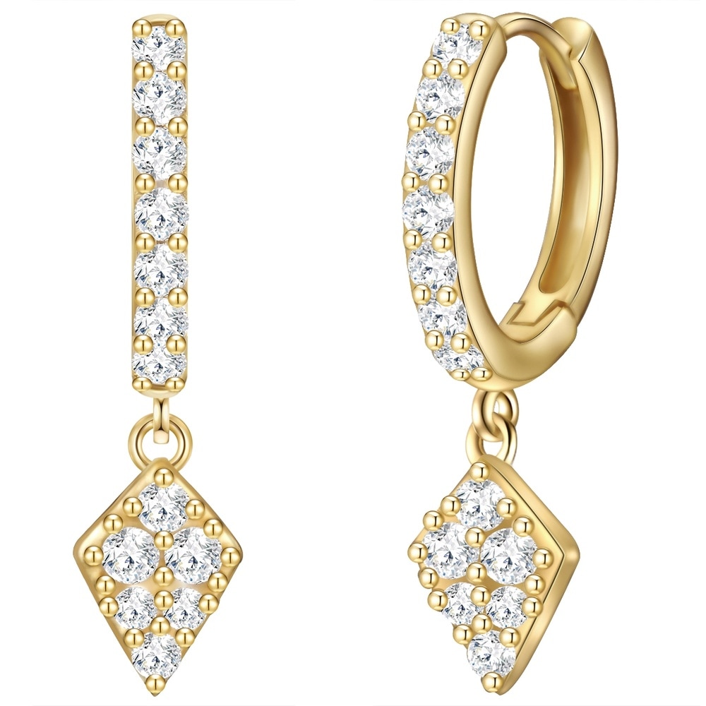 Glanzstücke München Créoles en argent Losange Argent sterling Oxyde de zirconium (CZ) en Or jaune Boucles d'oreilles