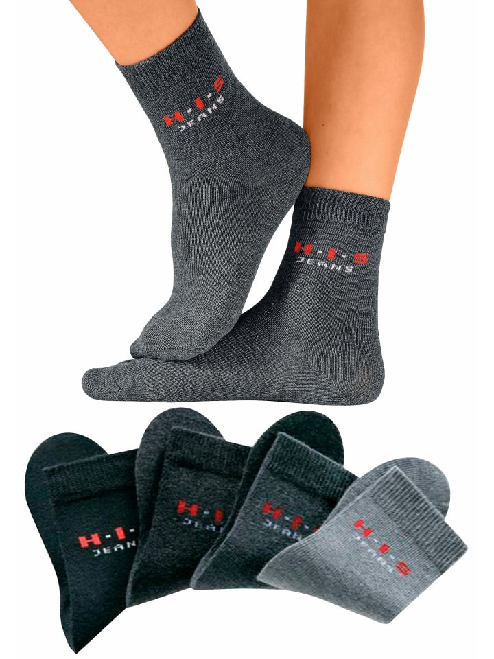 H.I.S Basicsocken in schwarz, anthrazit, grau, mittelgrau günstig kaufen 19-22