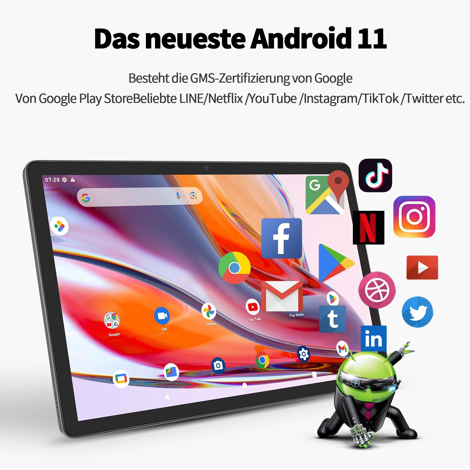 Ulife VASOUN M40, grau, 8000mAh Akku, 5MP+13MP, BT 5.0 Tablet (10