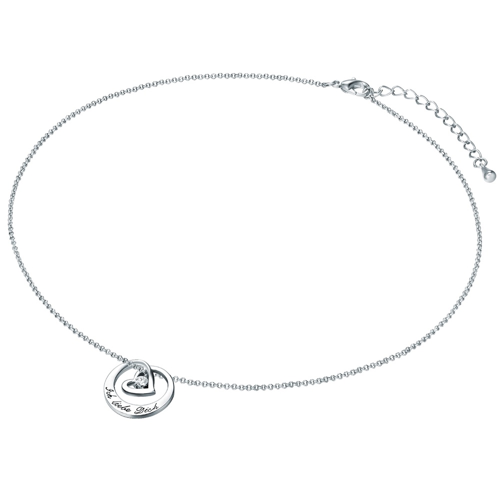 Rafaela Donata Collier tendance Coeur Laiton Verre Cristal en Argent collier