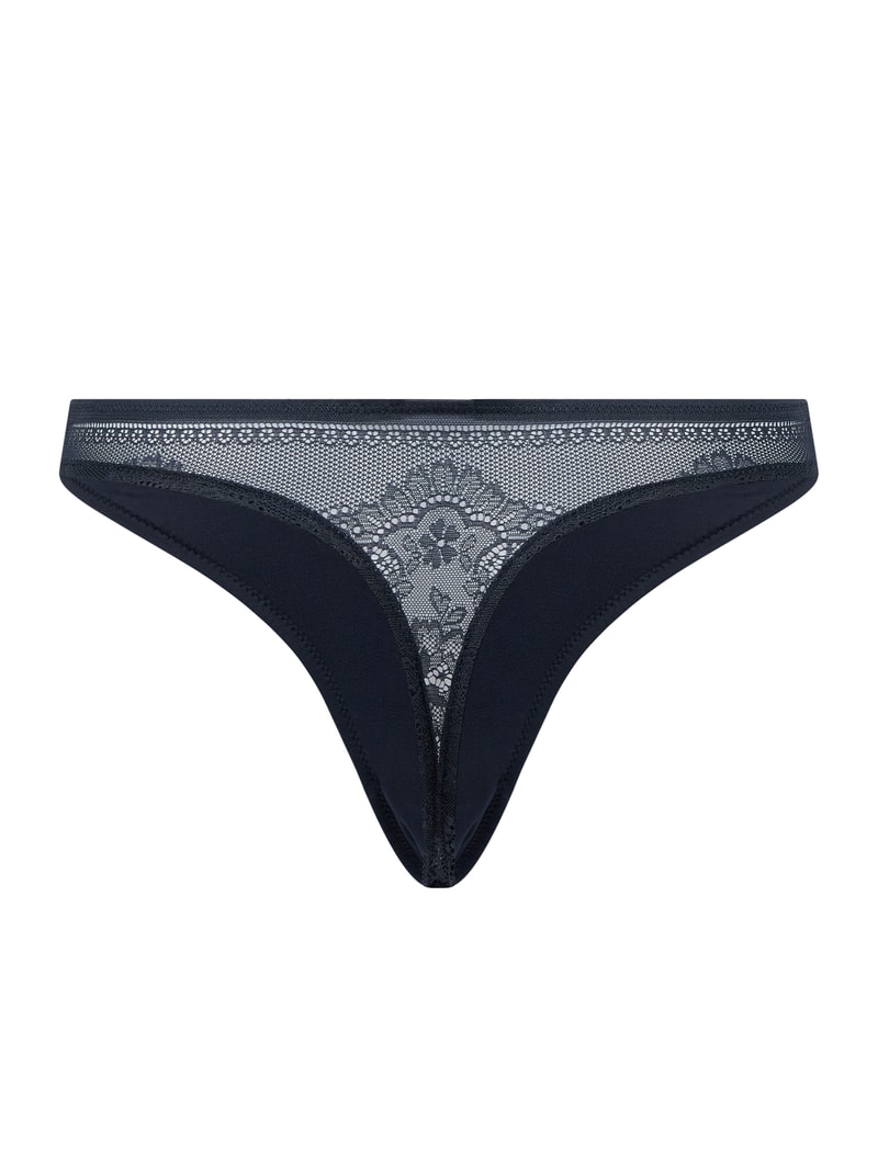 Slip mit Spitzeneinsatz Modell 'INVISIBLE LACE' in marineblau