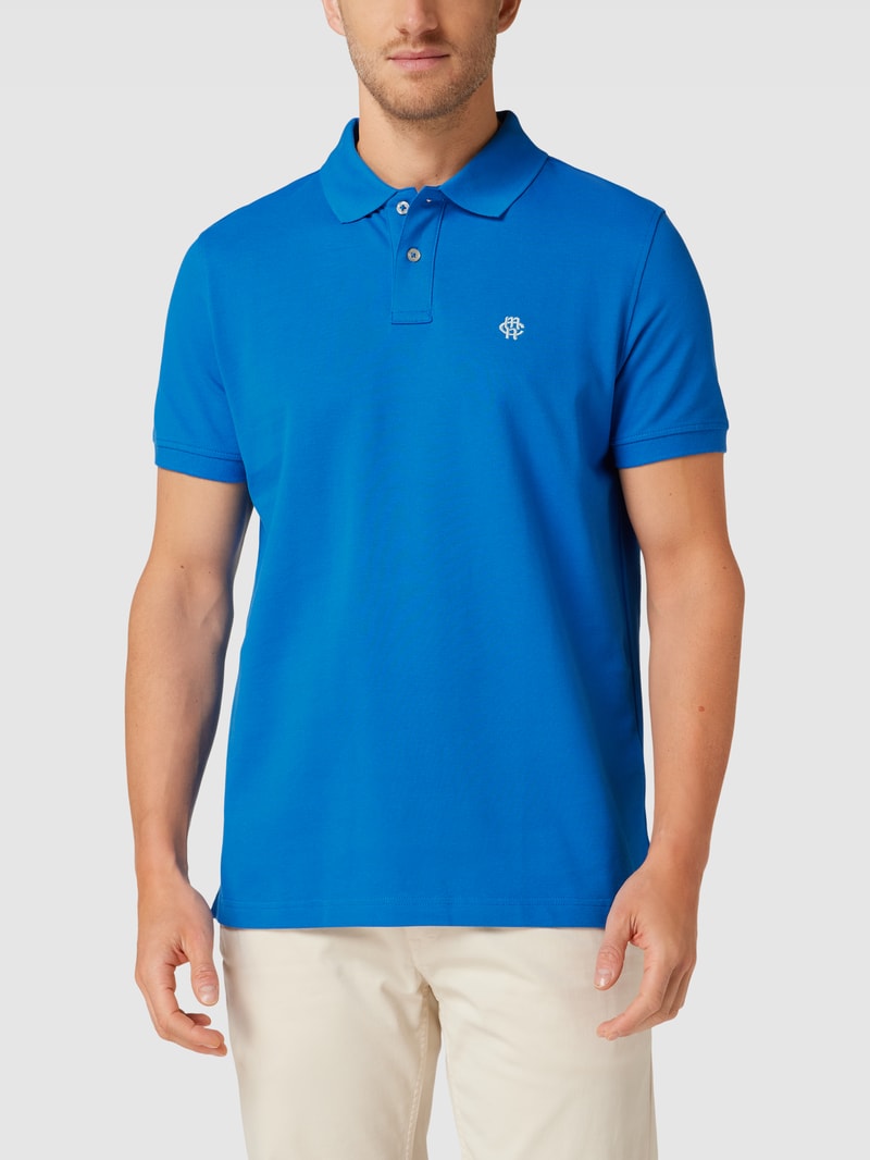 Poloshirt mit Logo-Stitching in royalblau