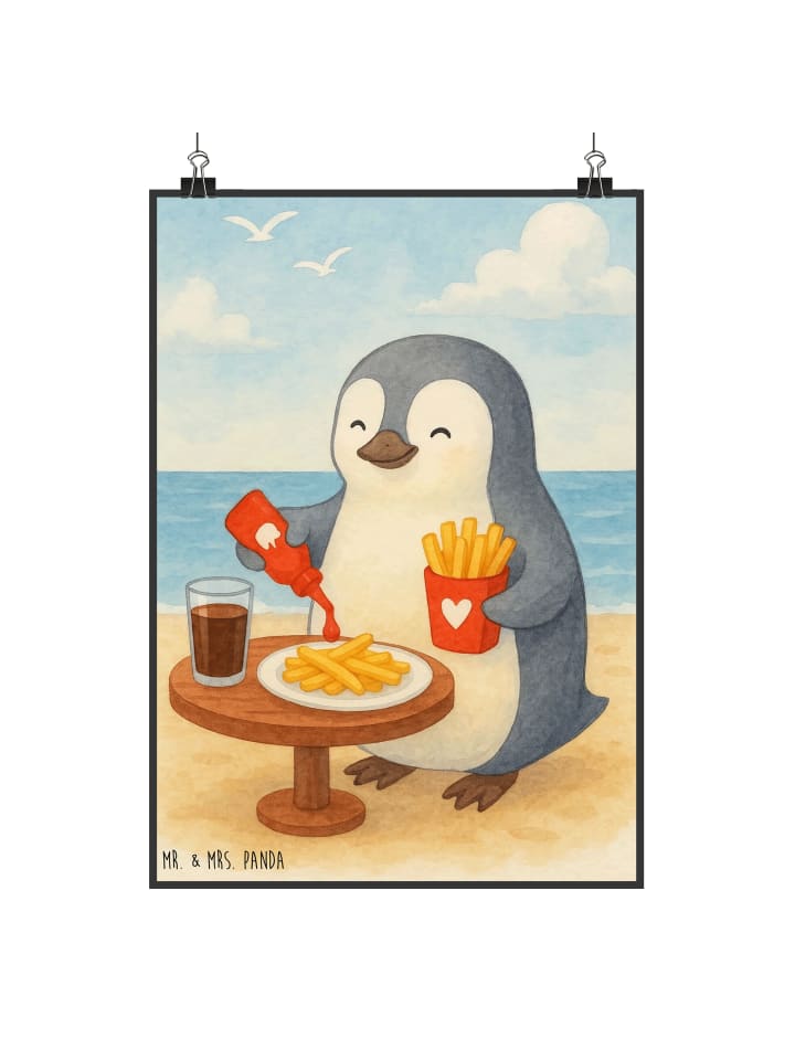 Mr. & Mrs. Panda Poster Pinguin Pommes Design ohne Spruch in Weiß günstig kaufen