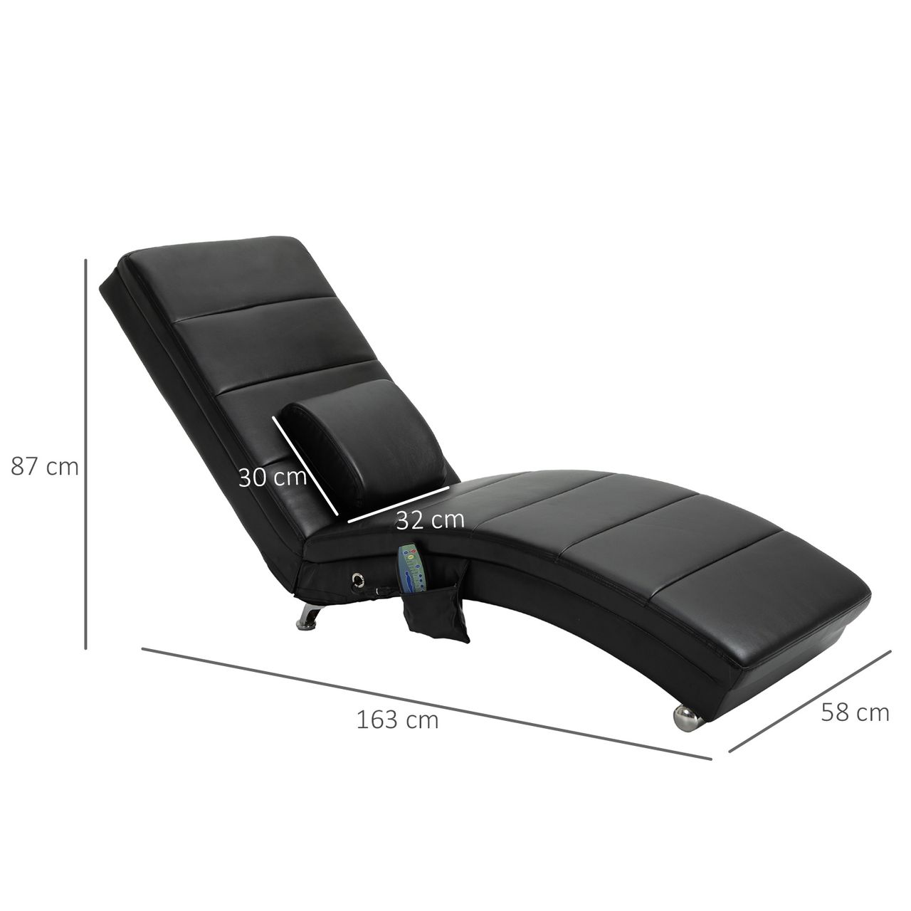 HOMCOM Relaxliege mit Massagefunktion Chaiselongue Loungesessel Schwarz