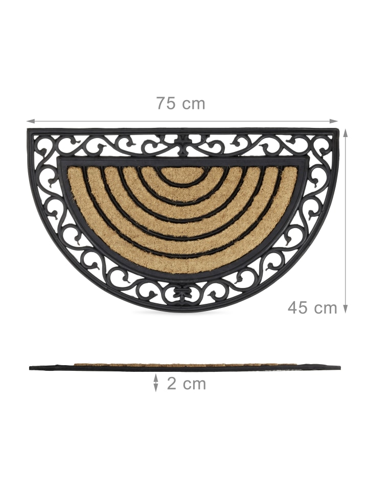 relaxdays Fußmatte Floral in Natur/Schwarz - (B)75 x (T)45 cm günstig kaufen onesize