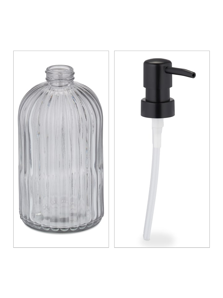 relaxdays 3 x Glas Seifenspender in Schwarz - 400 ml günstig kaufen onesize