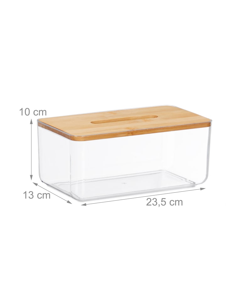 relaxdays Tücherbox in Transparent/ Natur- (B)23,5 x (H)10 x (T)13 cm günstig kaufen onesize