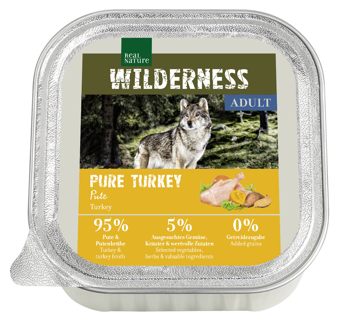 REAL NATURE Hundenassfutter REAL NATURE WILDERNESS Adult 16x100g Pure Turkey