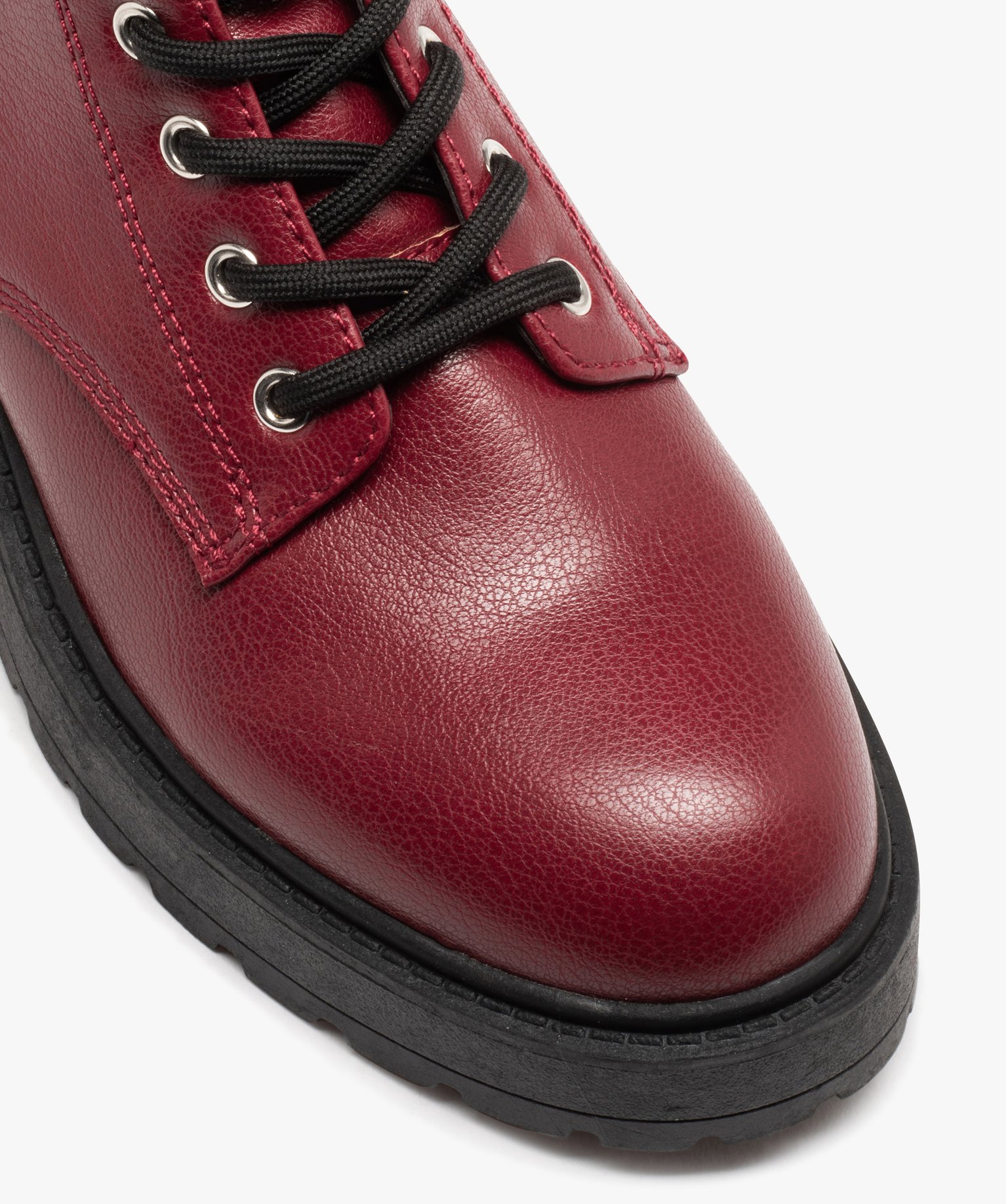 Boots à épaisse semelle crantée femme rouge | GEMO