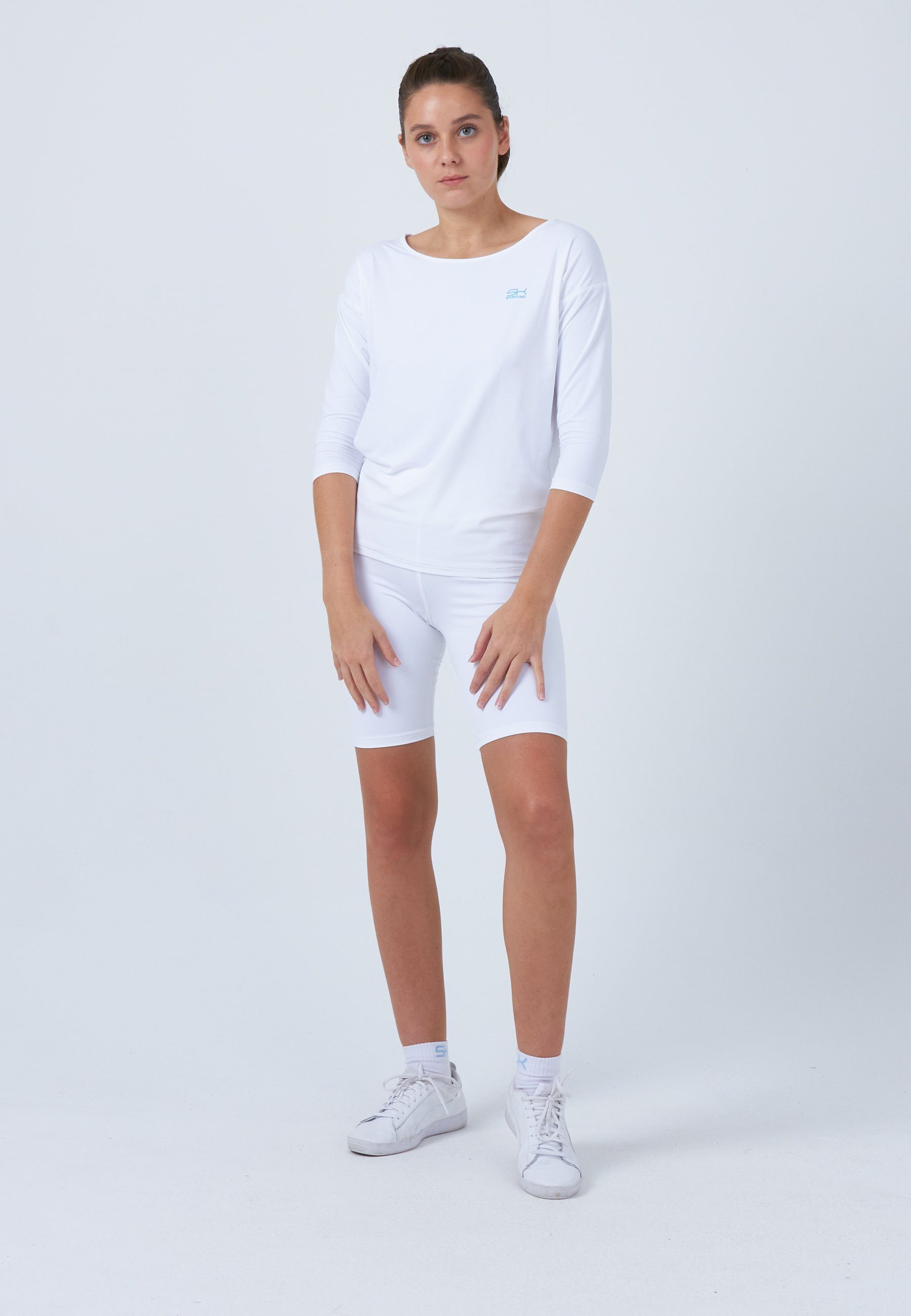 SPORTKIND Funktionsshirt Tennis 3/4 Loose Fit Shirt Mädchen & Damen weiß
