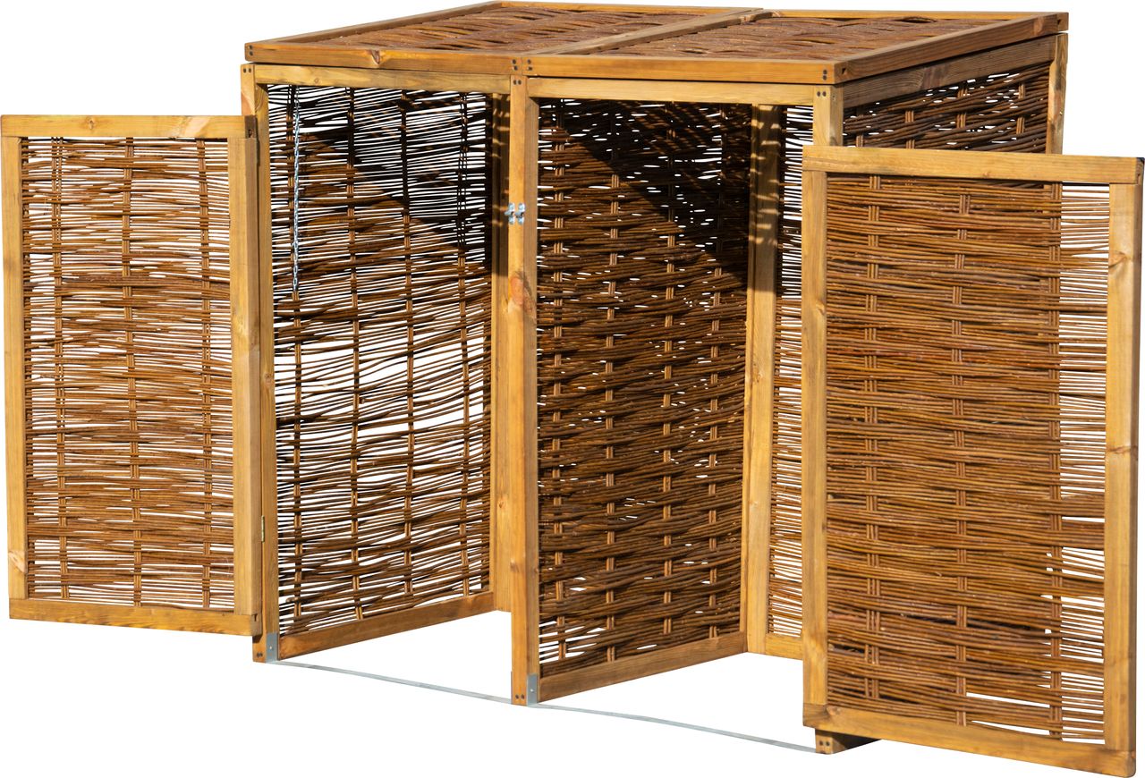 dobar Wetterfeste Doppel-Mülltonnen-Box aus Holz 240L