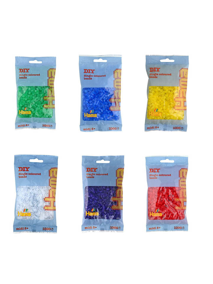 Hama 6tlg. Set: Midi-Bügelperlen-Set Transparent in bunt günstig kaufen onesize
