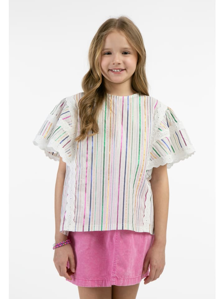 myMo KIDS Blusentop in Weiss Mehrfarbige Streifen günstig kaufen