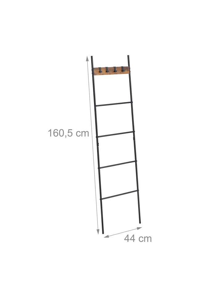 relaxdays Handtuchleiter in Schwarz/ Braun - (B)44 x (H)160,5 cm günstig kaufen onesize