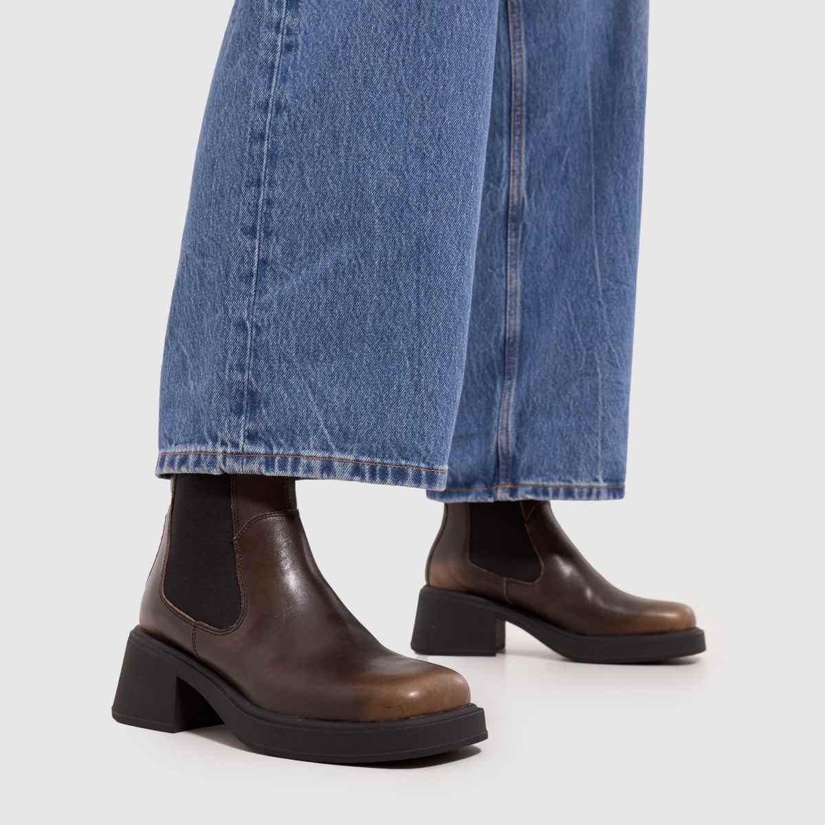 Vagabond Shoemakers – Dorah chelsea-stövlar med fyrkantig tå i brunt