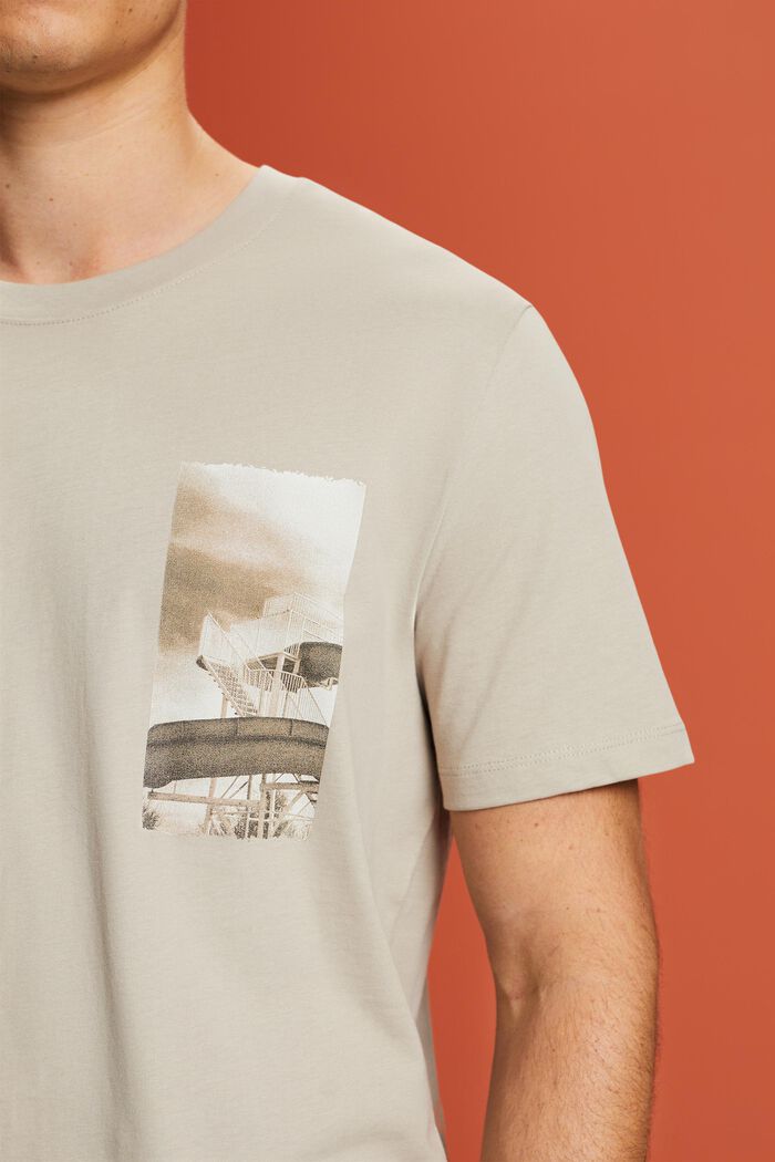 T-Shirt mit Print auf der Brust, 100 % Baumwolle