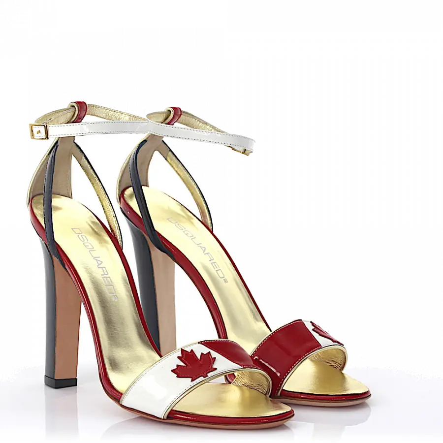 Dsquared2 - Riemchensandalen Kalbsleder Lackleder weiß - weiß