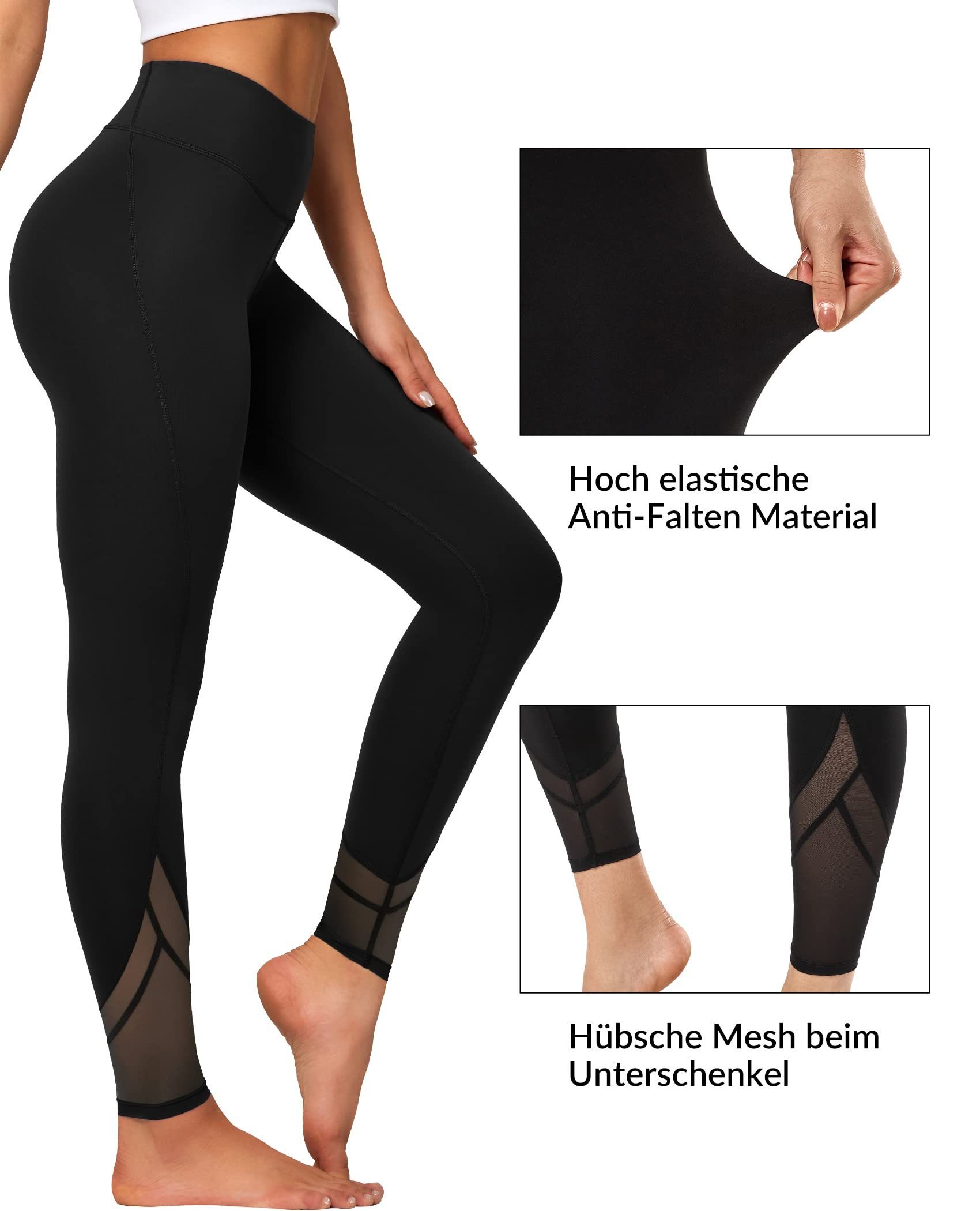 Yvette Leggings Hohe Taille, Blickdicht, mit Mesh, Fitness Sporthose, 192A02