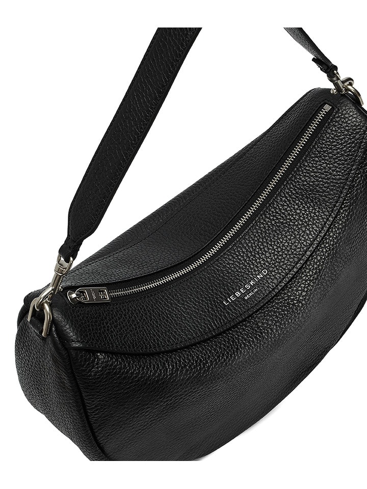 LIEBESKIND BERLIN Leder-Schultertasche in Schwarz - (B)37,5 x (H)24,5 x (T)13 cm günstig kaufen onesize