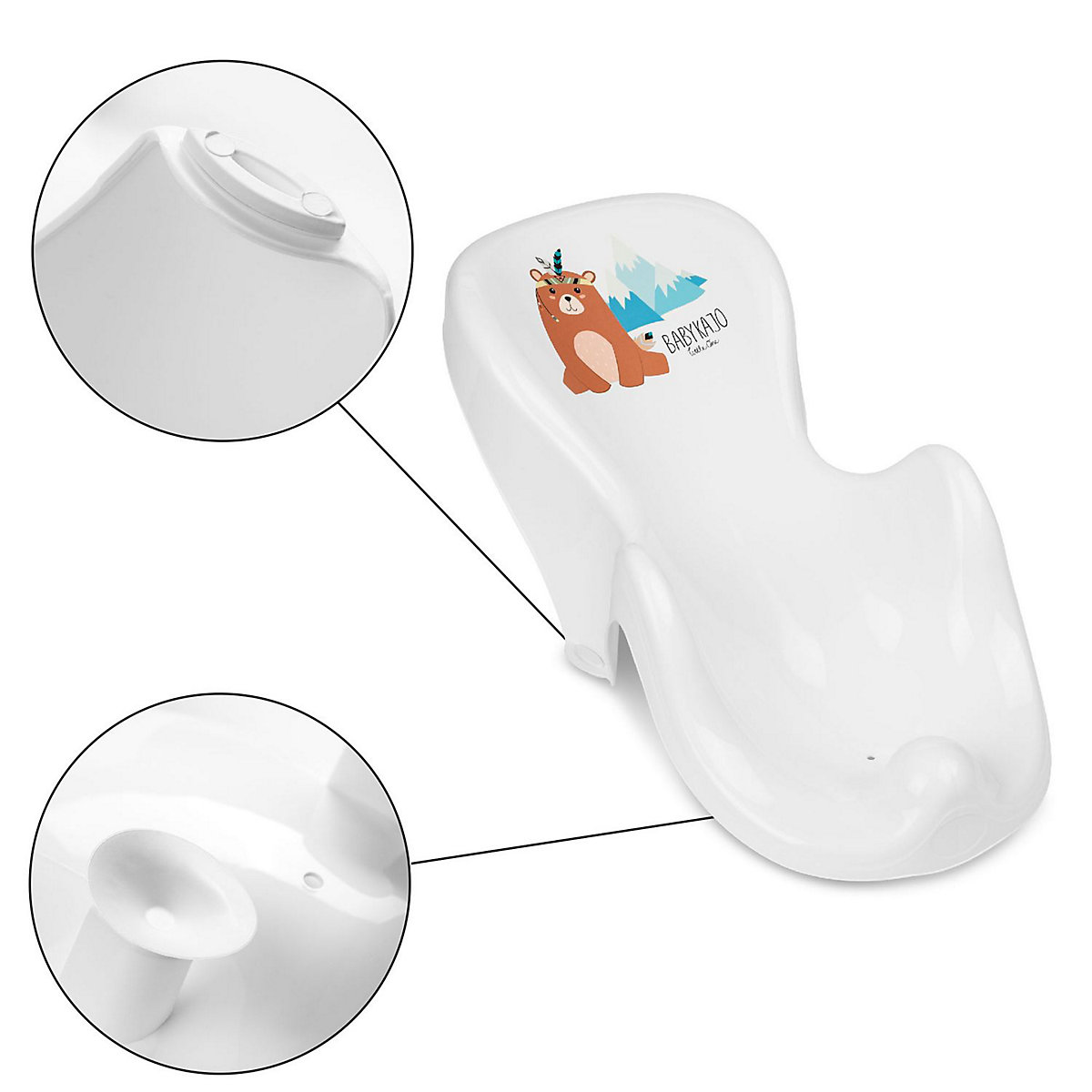 Baby Badewannen Set 3 Teilig - Babybadewanne, Baby Badesitz, Kapuzenhandtuch - Baby Wanne mit Stöpsel