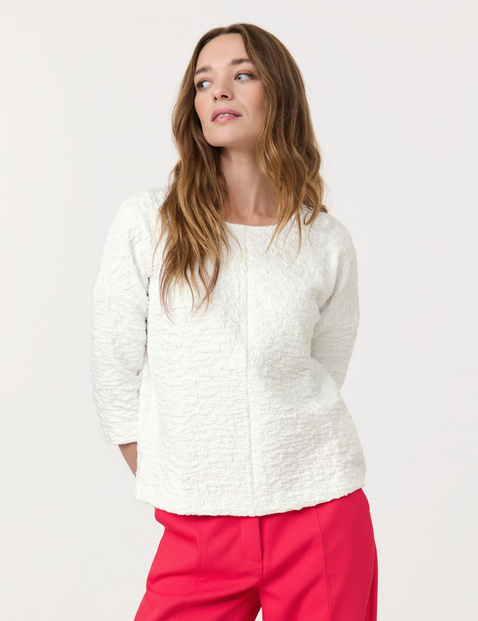 3/4 Arm Shirt aus Struktur-Jersey