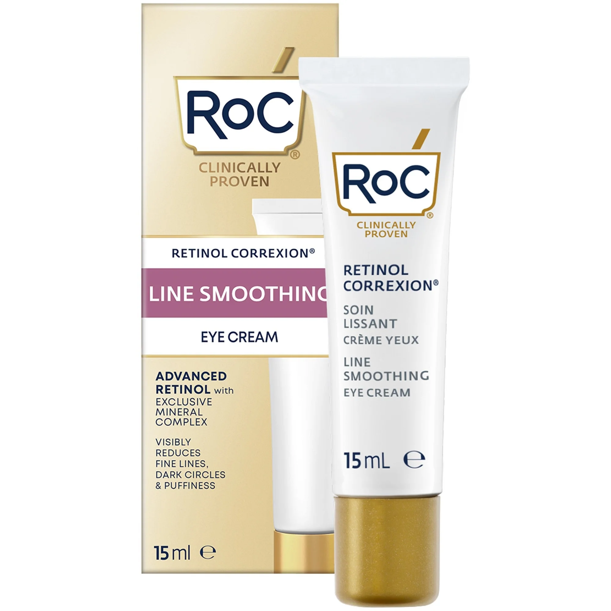 Retinol Correxion Line Smoothing Eye Cream - Táskák és sötét karikák elleni kezelés, Ránctalanító szemkörnyékápoló