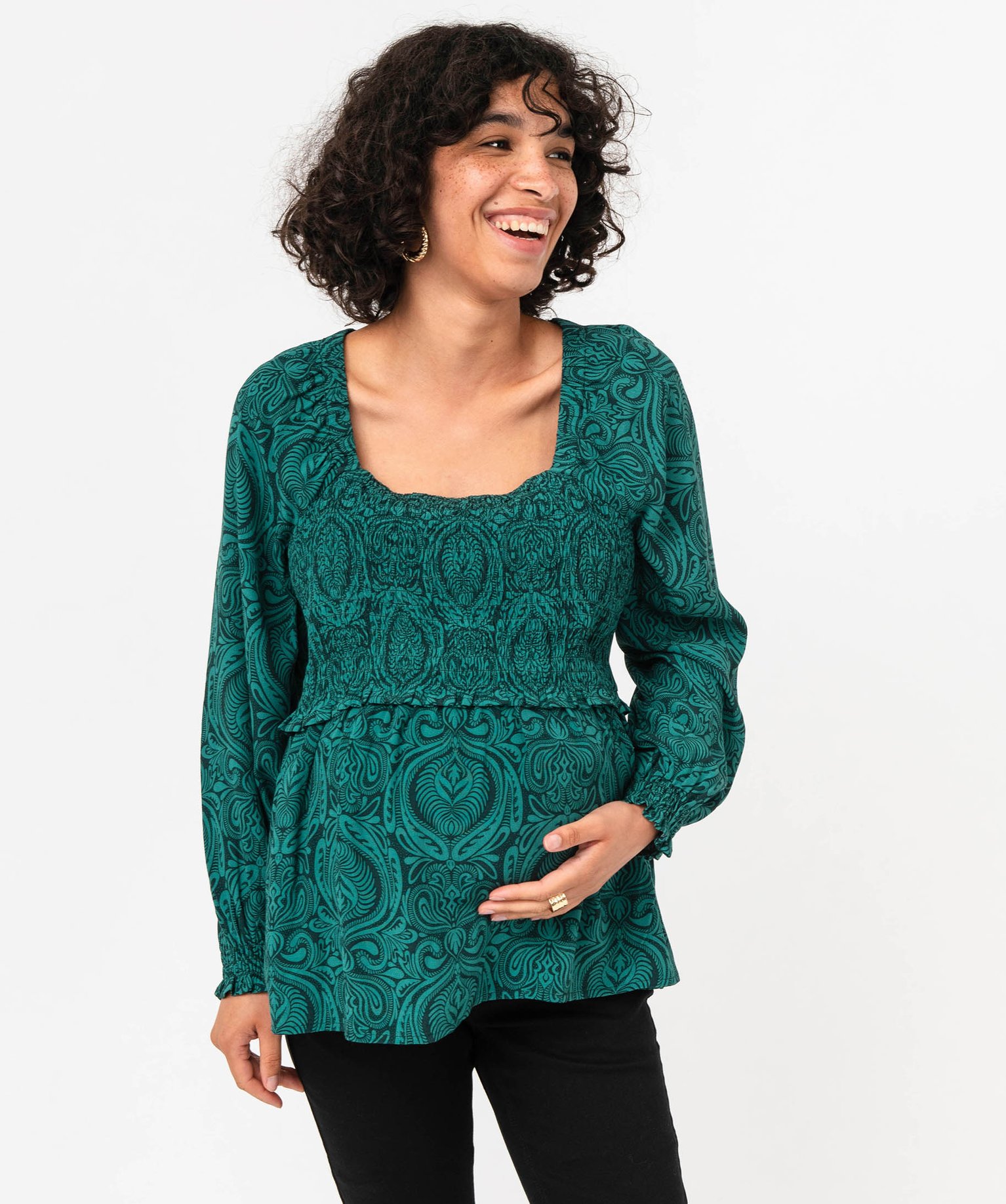 Blouse à manches longues spéciale allaitement imprime | GEMO