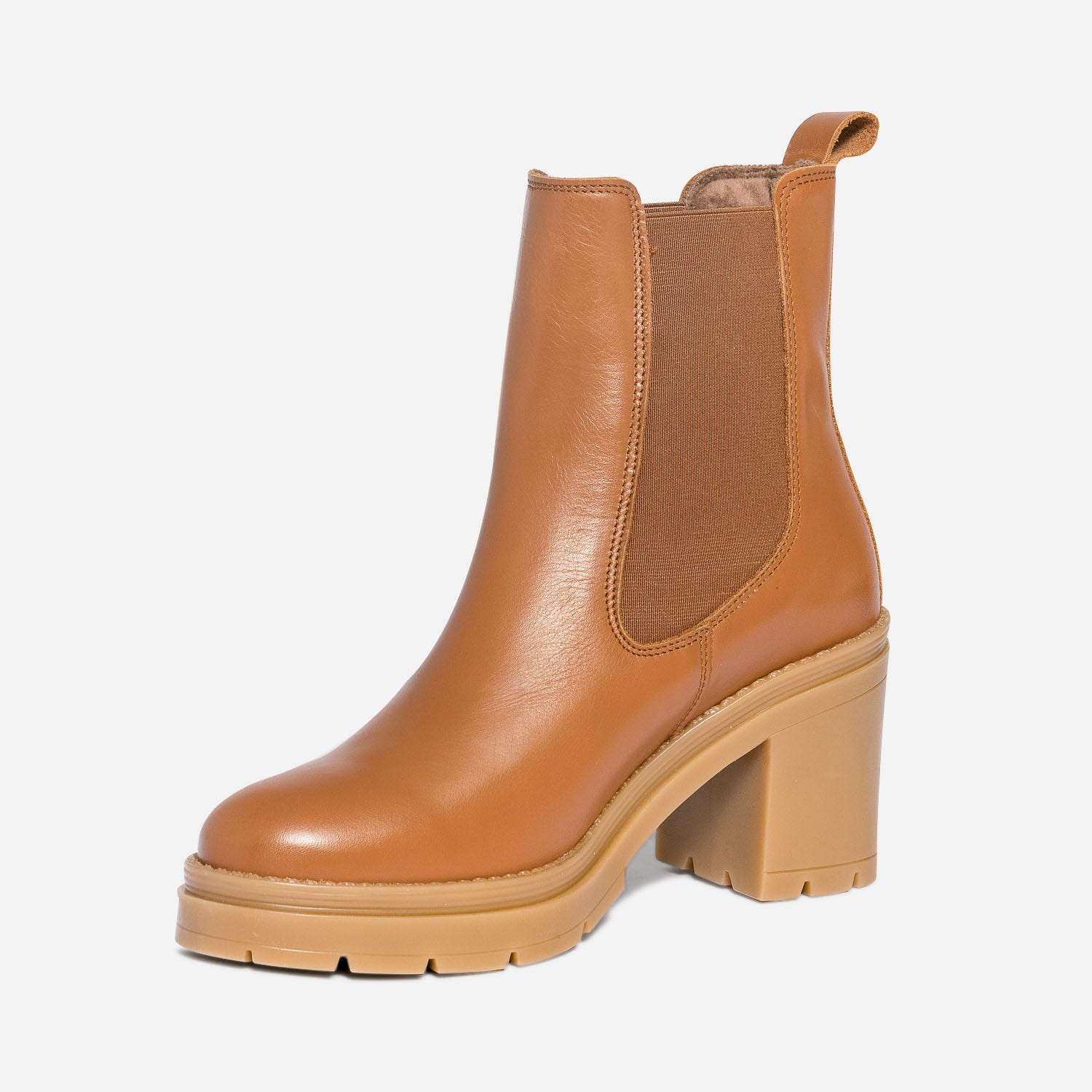 Chelsea boots TEXTO cognac éco-conçu en cuir