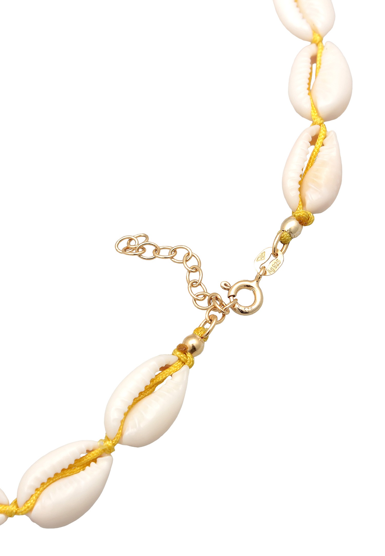 Elli Women's trendy beach choker with cowrie shells in 925 sterling silver gold plated