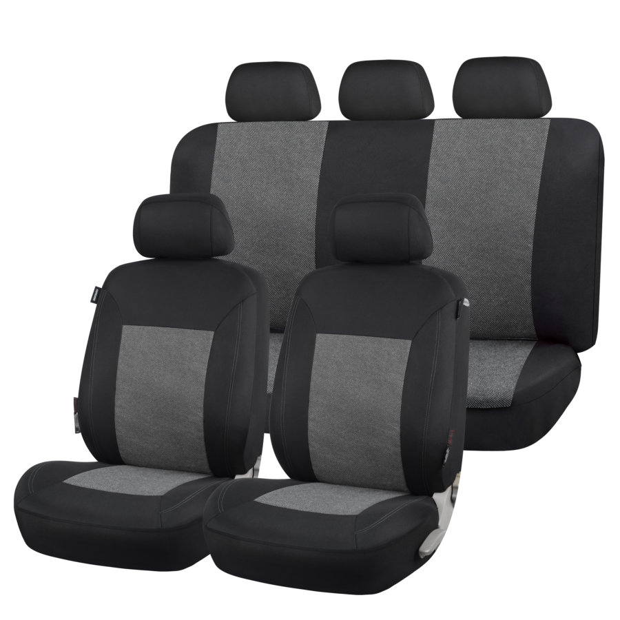 NORAUTO Sitzbezug-Komplettset 11-teilig für PKW´s, Design ERIS schwarz-grau - ATU