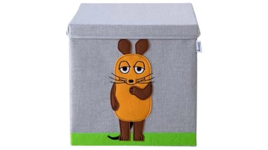 Lifeney Aufbewahrungsbox mit Deckel Die Maus 30x30x30cm grün, grau, orange