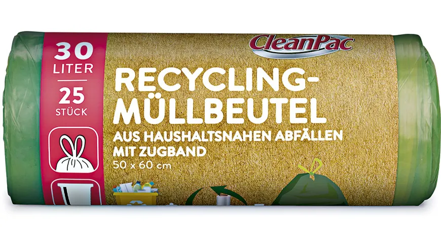 CleanPac Recycling-Müllbeutel mit Zugband 25x30L