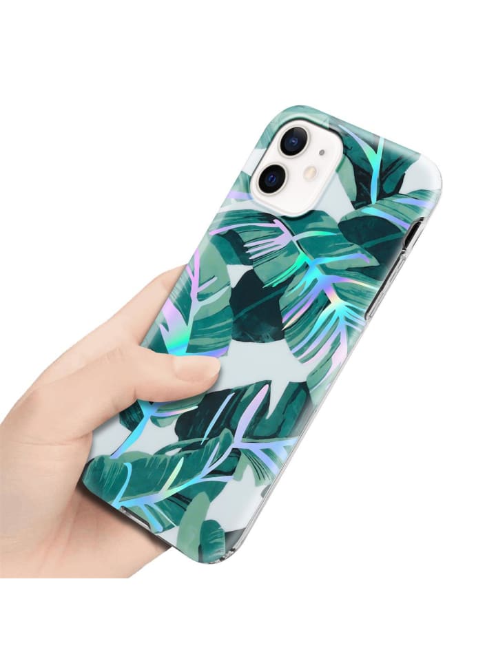 cadorabo Hülle für Apple iPhone 12 / 12 PRO Blumen Muster in BANANENBLÄTTER günstig kaufen onesize