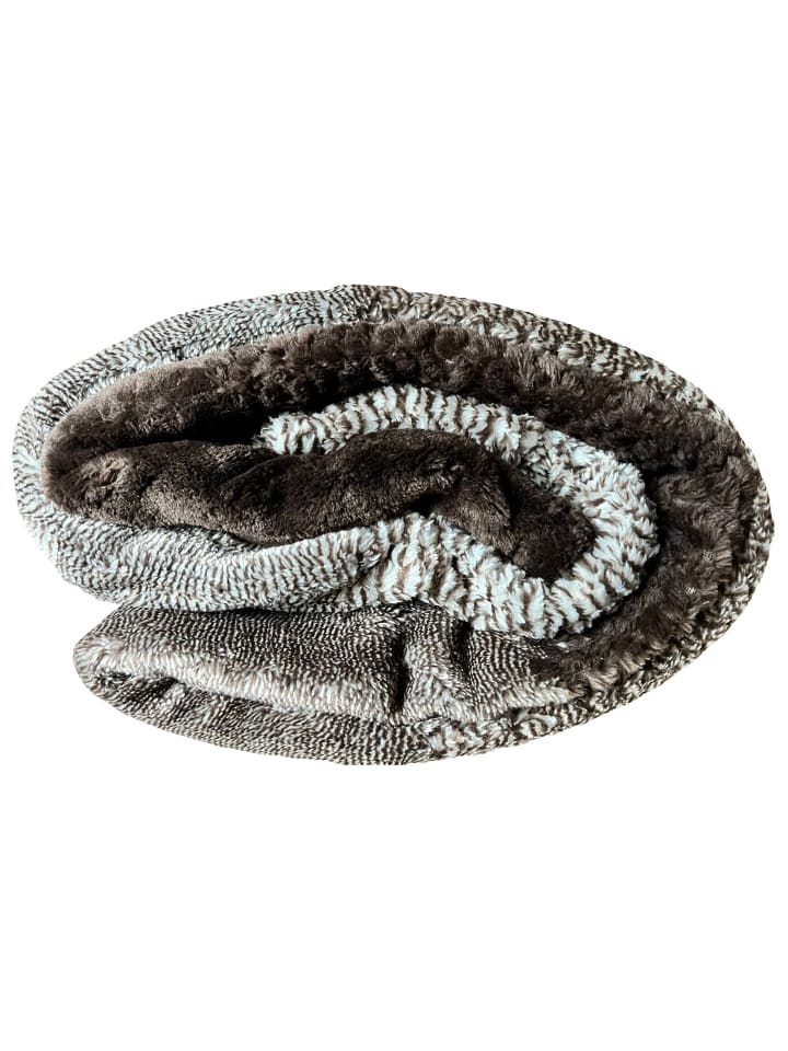 GMD Living Microfaser Kuscheldecke FLANELL-KOMBI in Farbe Braun günstig kaufen 150 x 200 cm