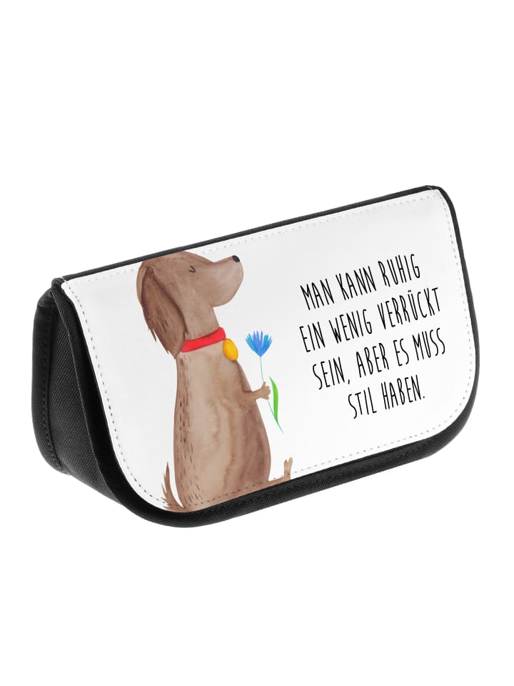 Mr. & Mrs. Panda Kosmetiktasche Hund Blume mit Spruch in Weiß günstig kaufen onesize